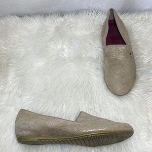 Munro Elena Tan Metallic Suede Slip On Loafers Sz 13